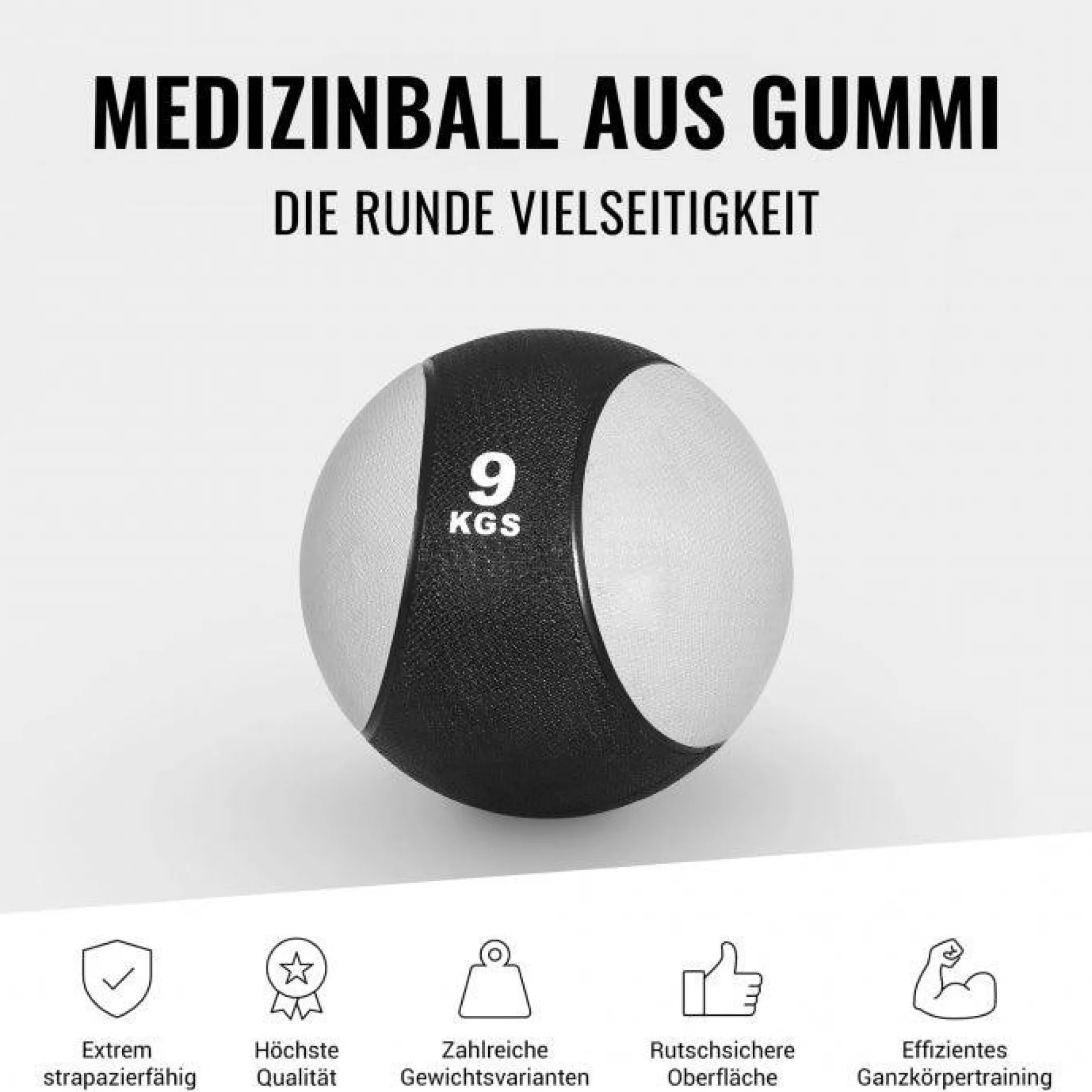 Medizinball aus Gummi 1 - 10 kg