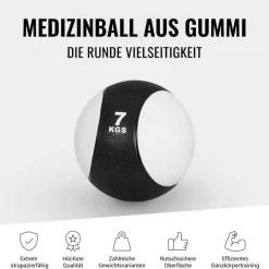 Medizinball aus Gummi 1 - 10 kg