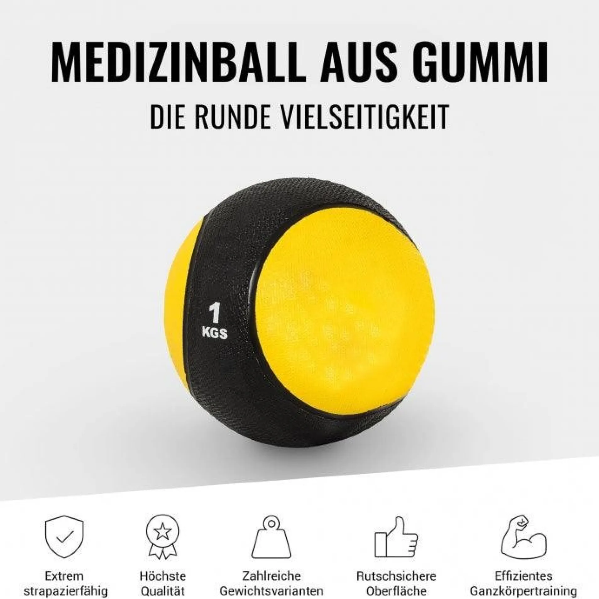 Medizinball aus Gummi 1 - 10 kg