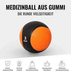 Medizinball aus Gummi 1 - 10 kg