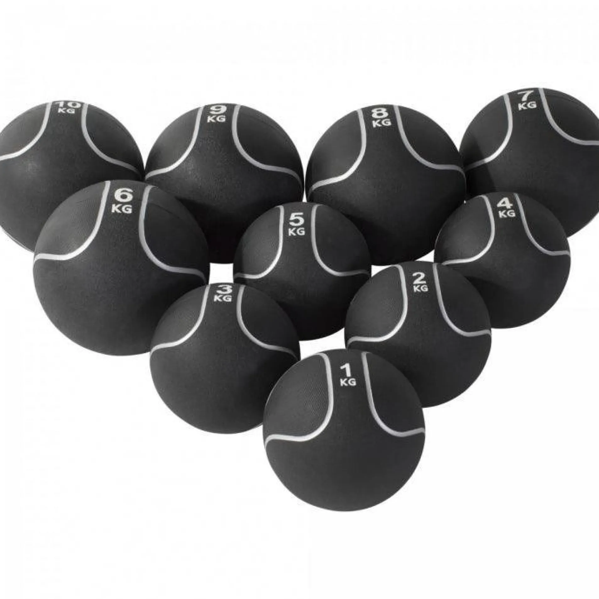 Medizinball aus Gummi Schwarz/Silber 1 - 10 kg