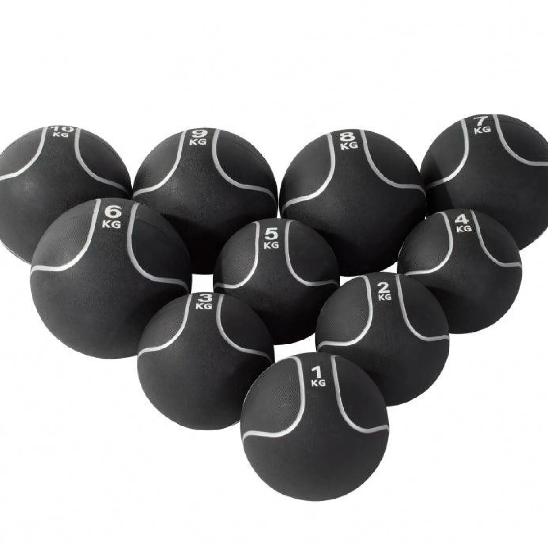 Medizinball aus Gummi Schwarz/Silber 1 - 10 kg