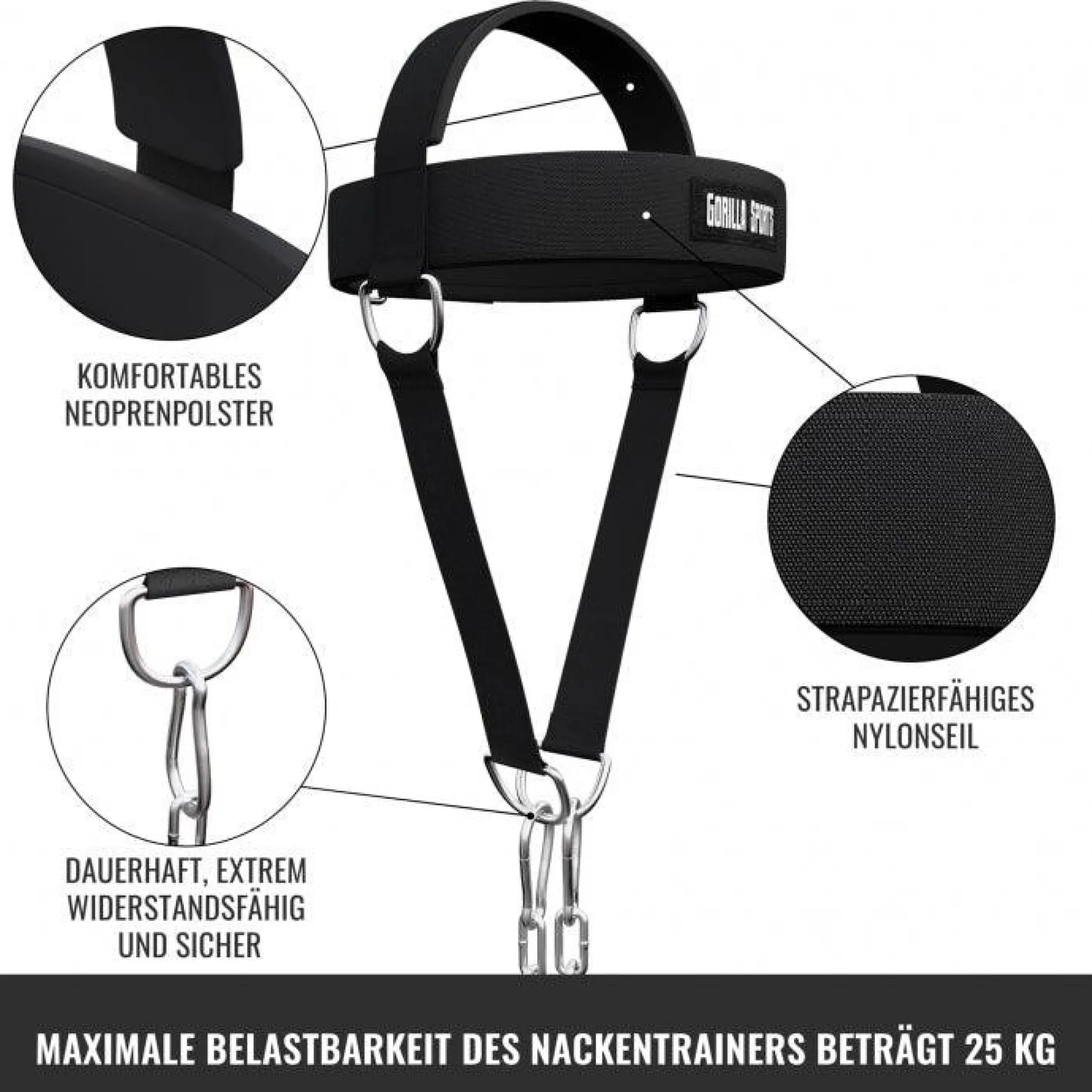 Nackentrainer gepolstert inkl, Kette und Karabinern