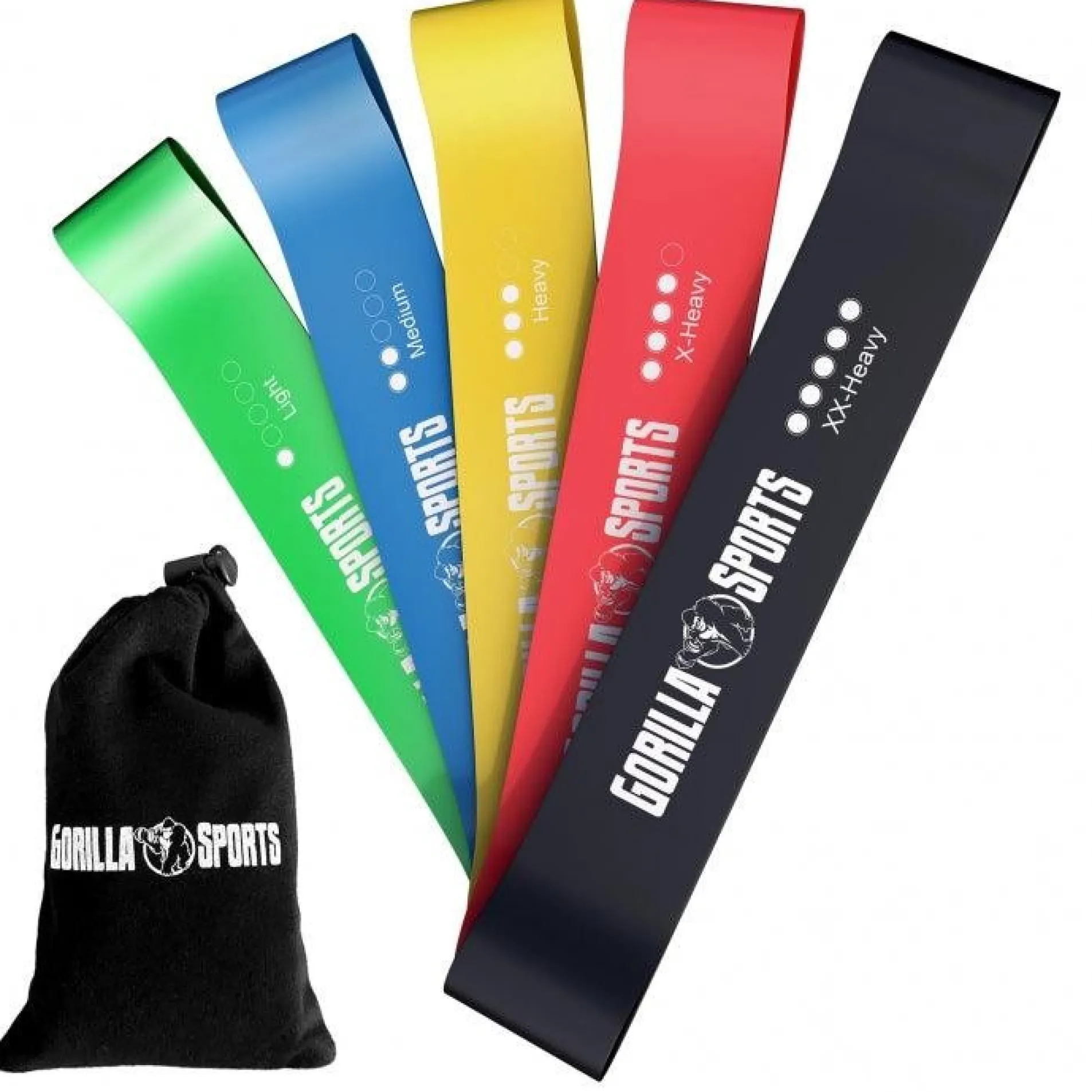 Resistance Band 5er Set aus Latex inkl, Tragebeutel