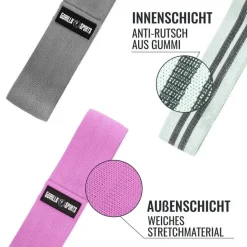 Resistance Band 3er Set aus Stoff inkl, Tragebeutel