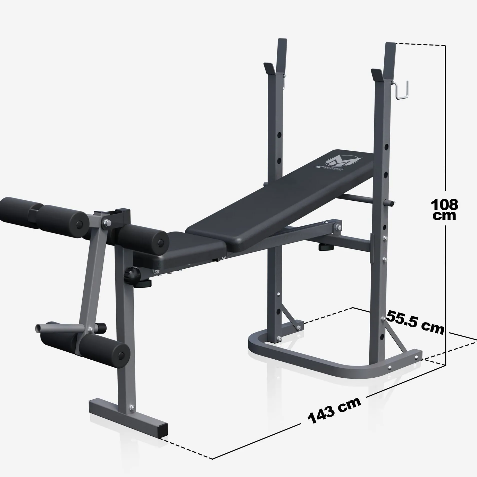 Schrägbank E-Series mit Ablage inkl, Beinstrecker