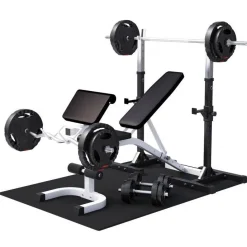 Schrägbank mit Squat Rack inkl, Langhantel Set 75 kg