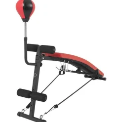 Sit Up Bank mit Punching Ball und Widerstandsbändern