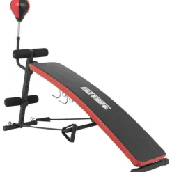 Sit Up Bank mit Punching Ball und Widerstandsbändern