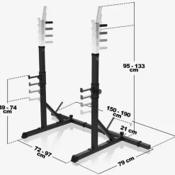 Squat Rack verstellbar in Höhe und Breite inkl, Hantelscheibenablage