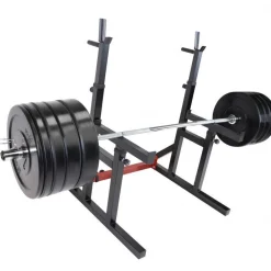 Squat Rack verstellbar in Höhe und Breite inkl, Olympia Bumper Plate Langhantel Set 170 kg