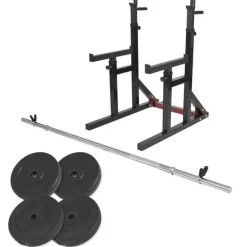 Squat Rack verstellbar in Höhe und Breite inkl, Langhantel Set