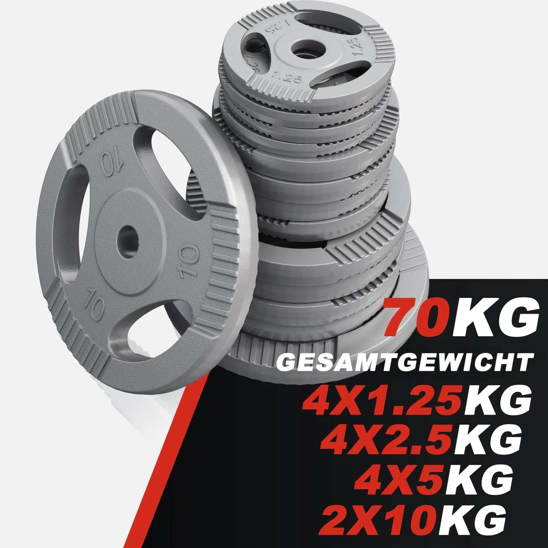SZ-Curlset Gusseisen Gripper 70 kg mit Sternverschlüssen