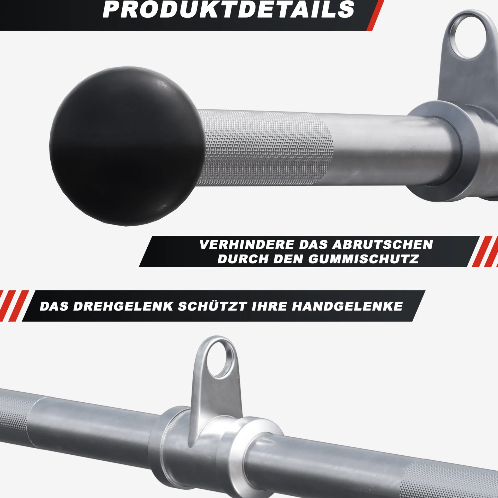 Trizeps- und Bizepsstange mit Gummi Ballen