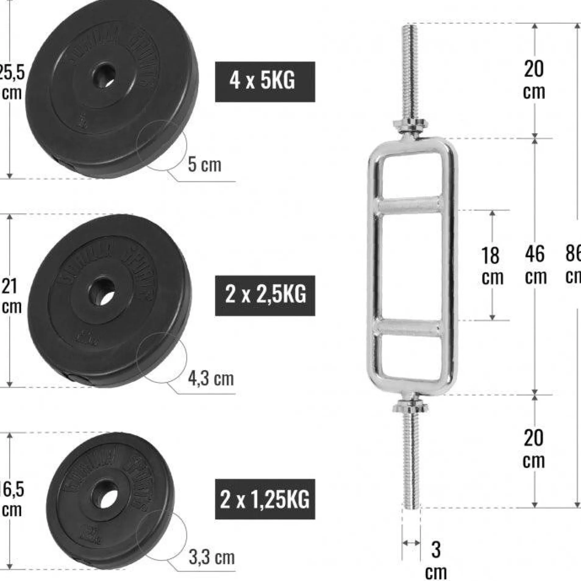Trizepstrainer Set Kunststoff 35 kg mit Sternverschlüssen